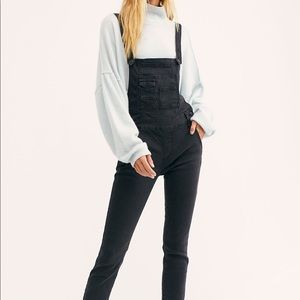 Free People Washed Denim Overall / Black